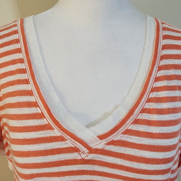 NEW Free People We The Free Size M Take Me Orange Striped Boho T-shirt - Picture 4 of 14